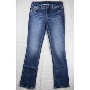 Silver Womens Jeans 28x35 Elyse Slim Boot Stretch Blue Denim Curvy Fit Dark Wash